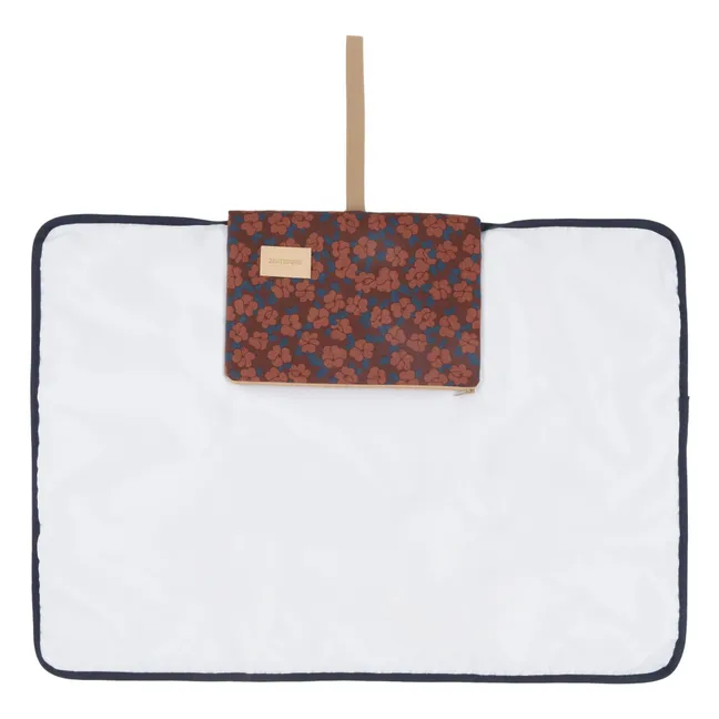 Reise-Wickelauflage Hyde Park Maroon Poppies | Ziegelrot