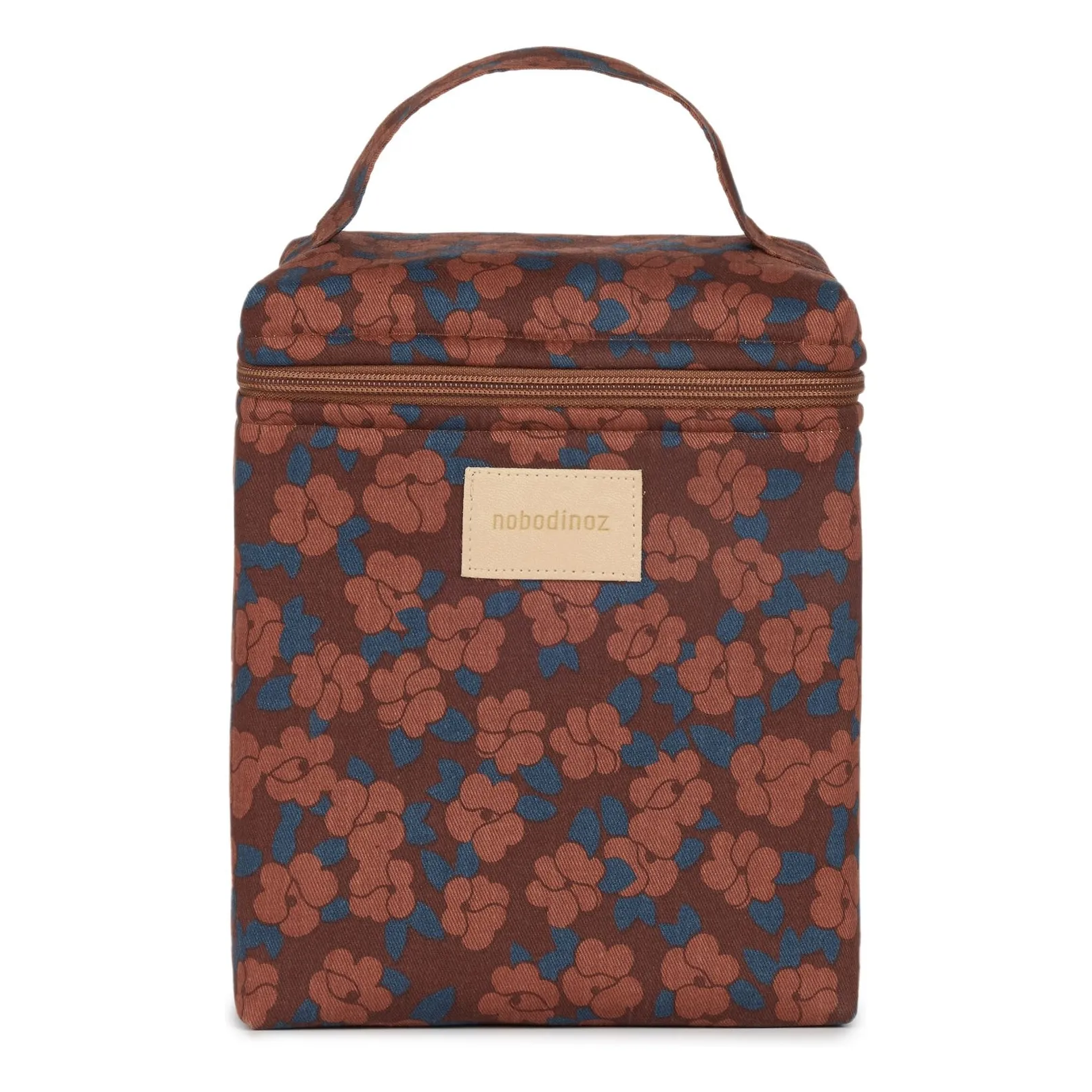 Nobodinoz Brick Red Isothermal Lunch Bag Hyde Park Maroon Poppies
