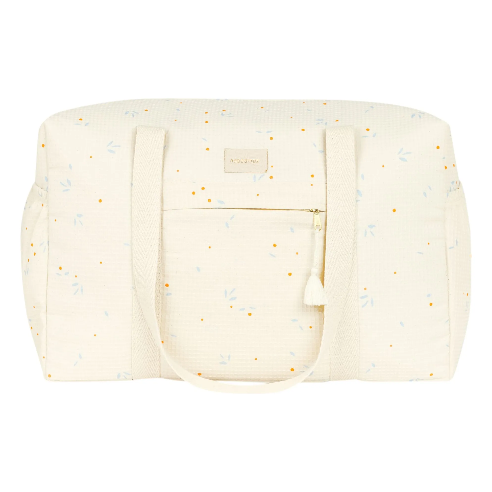 Nobodinoz Beige Waterproof Diaper Bag Opera Orange Cherries
