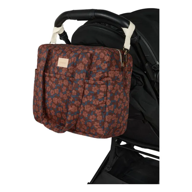 Sac à langer imperméable Hyde Park Maroon Poppies | Brique