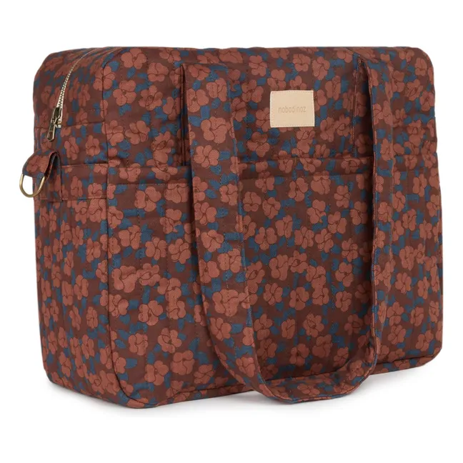Bolso cambiador impermeable Hyde Park Maroon Poppies | Ladrillo