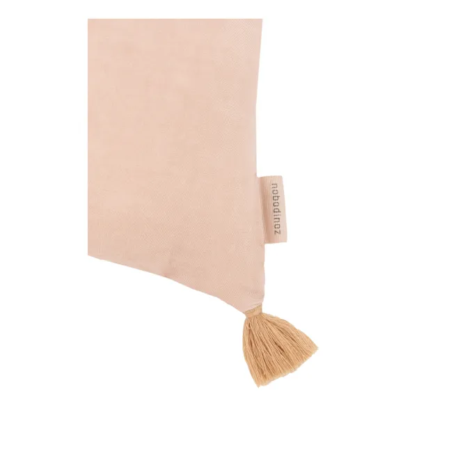 Coussin à pompons - Lin Français | Rose poudré