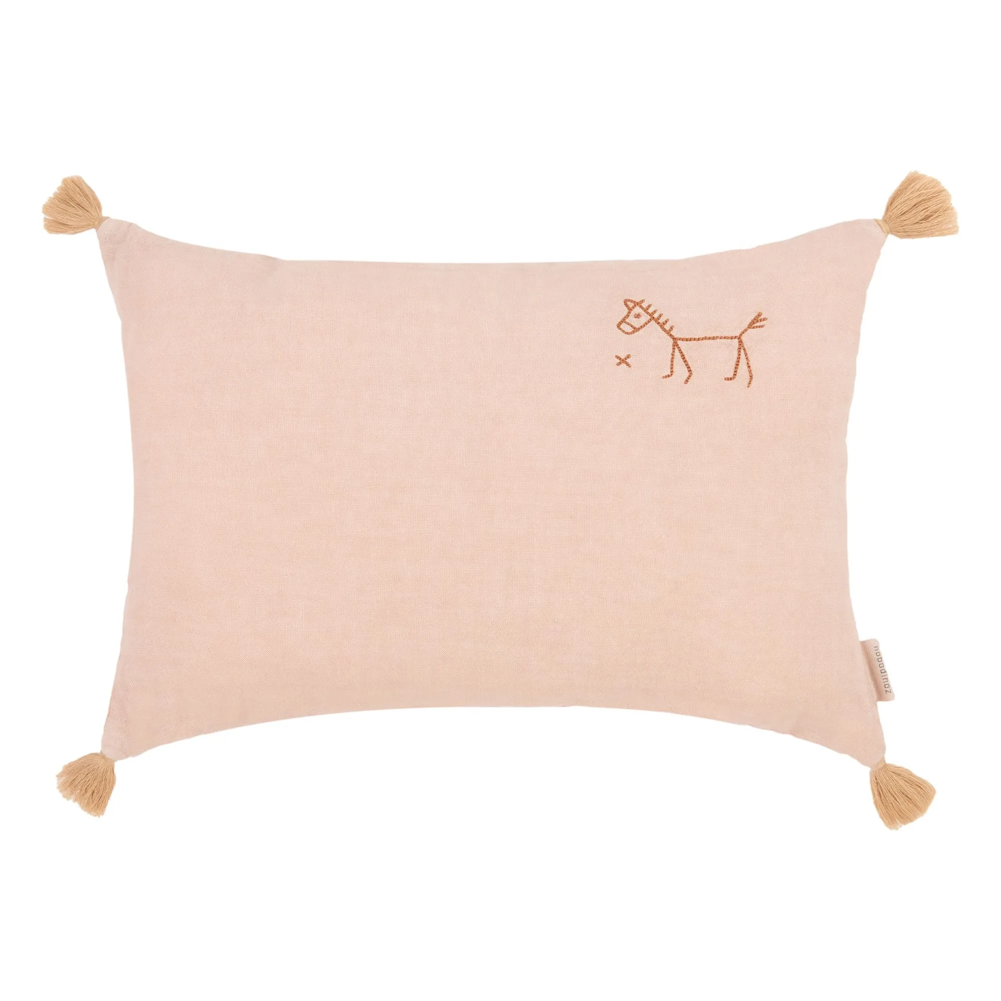 Nobodinoz Powder Pink Tassel Cushion - Lin Français