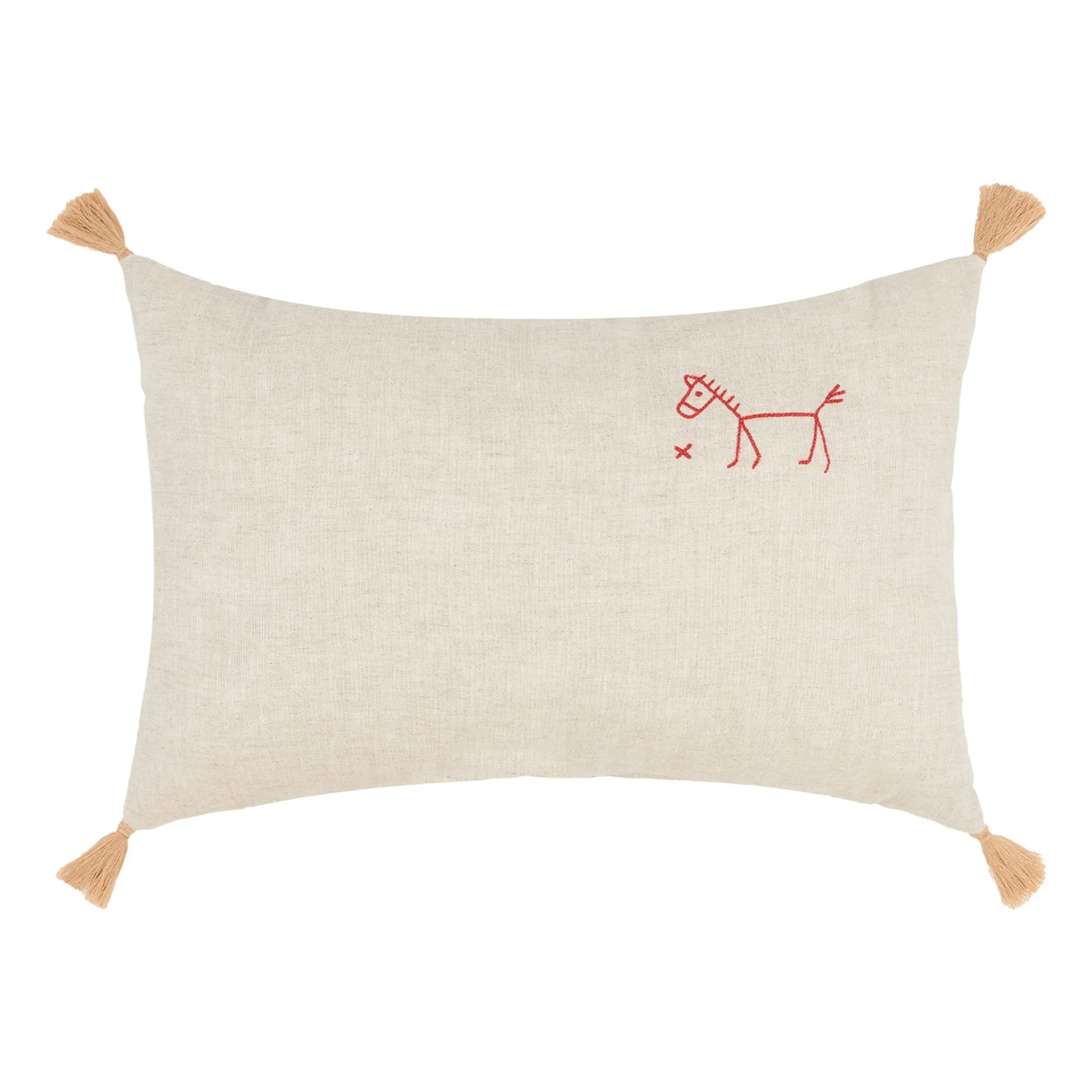 Nobodinoz Beige Tassel Cushion - Lin Français