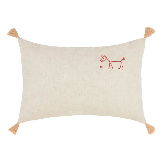 Cojín con borla - Lin Français | Beige