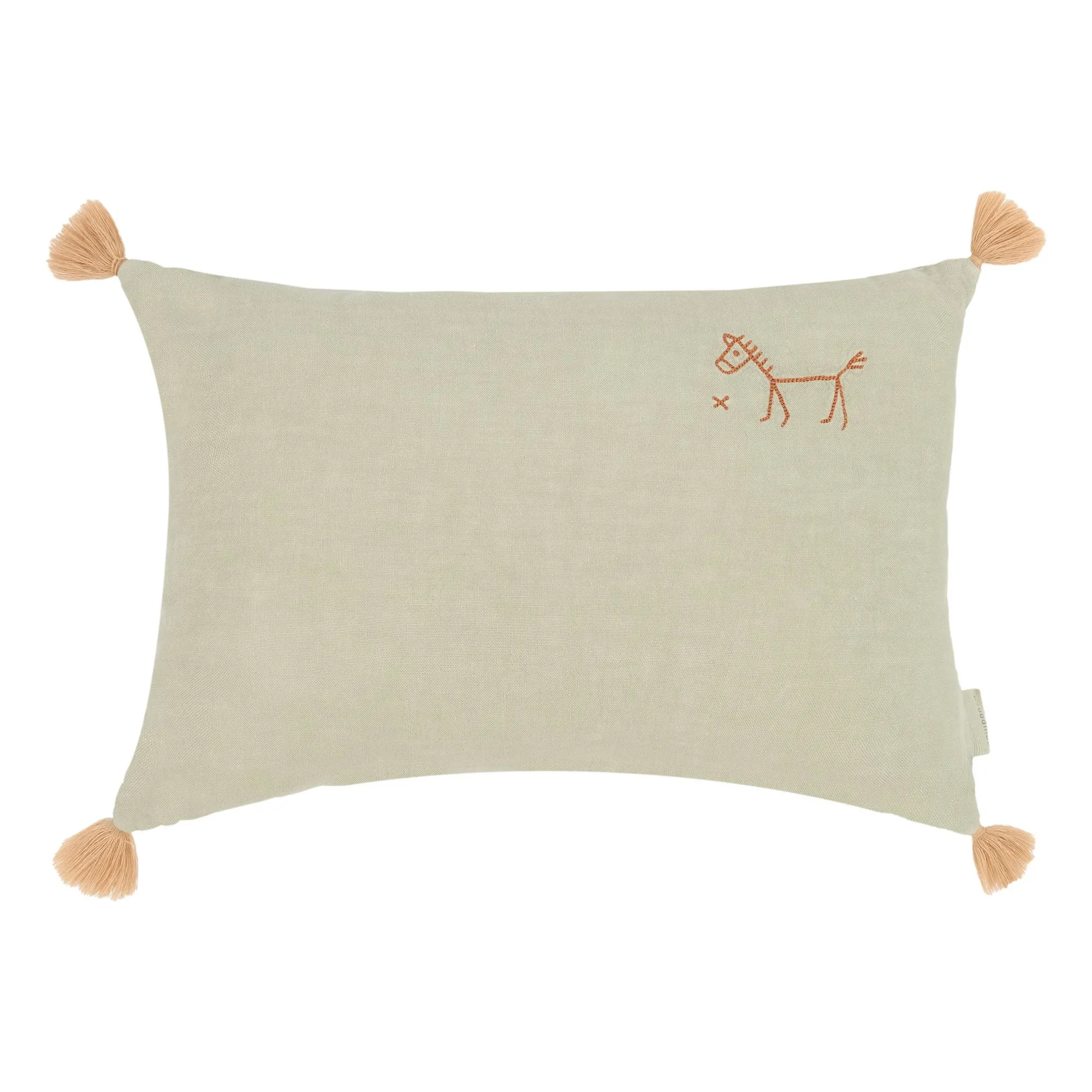 Nobodinoz Matcha Green Tassel Cushion - Lin Français