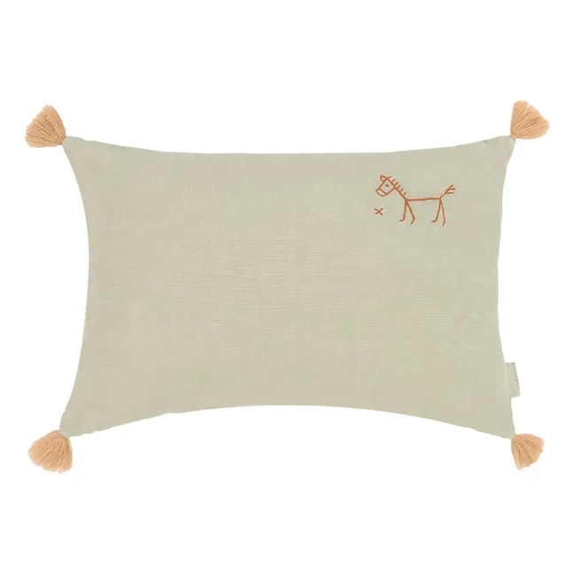 Coussin à pompons - Lin Français | Matcha