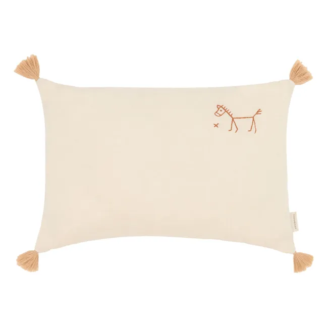 Coussin à pompons - Lin Français | Gingembre