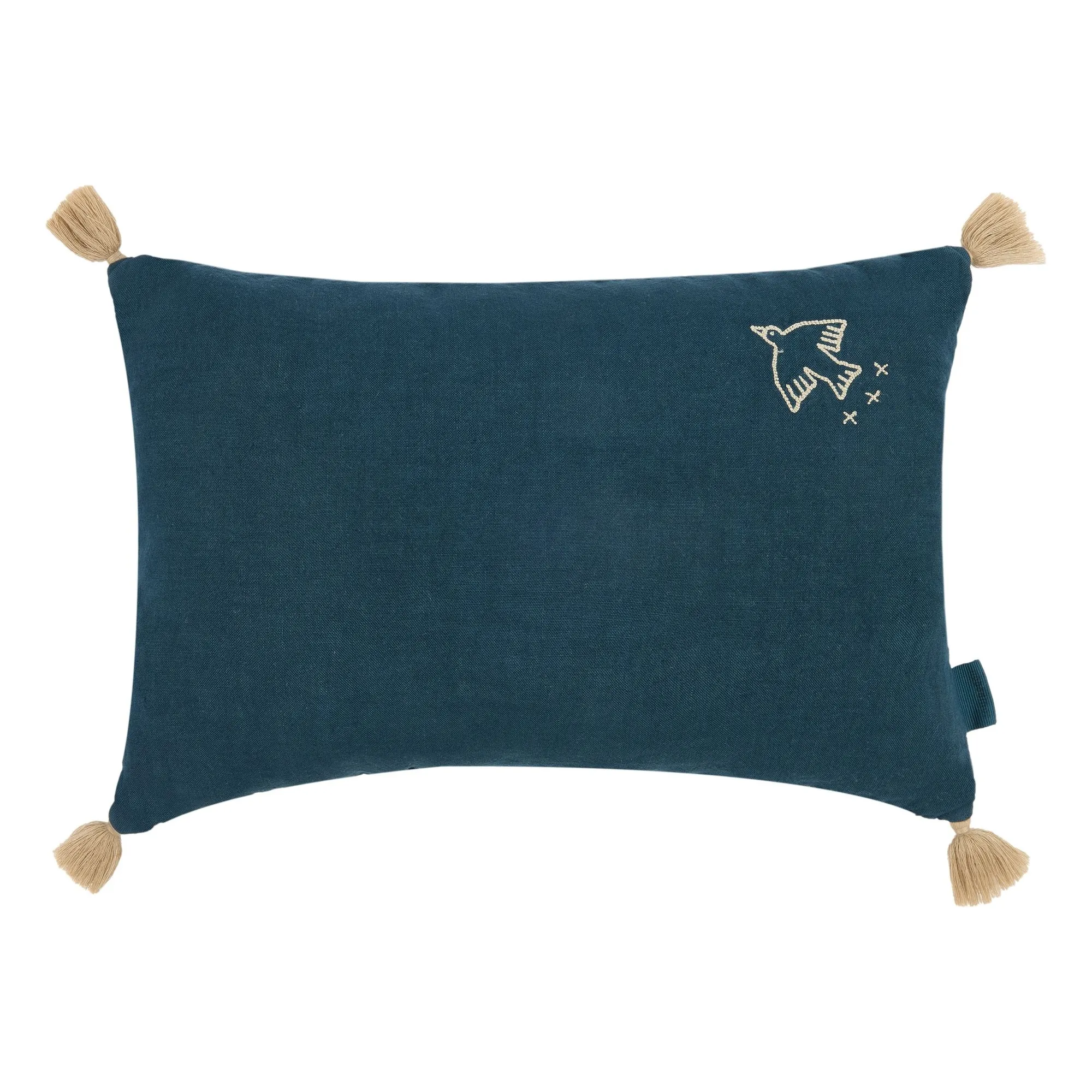Nobodinoz Blue Tassel Cushion - Lin Français