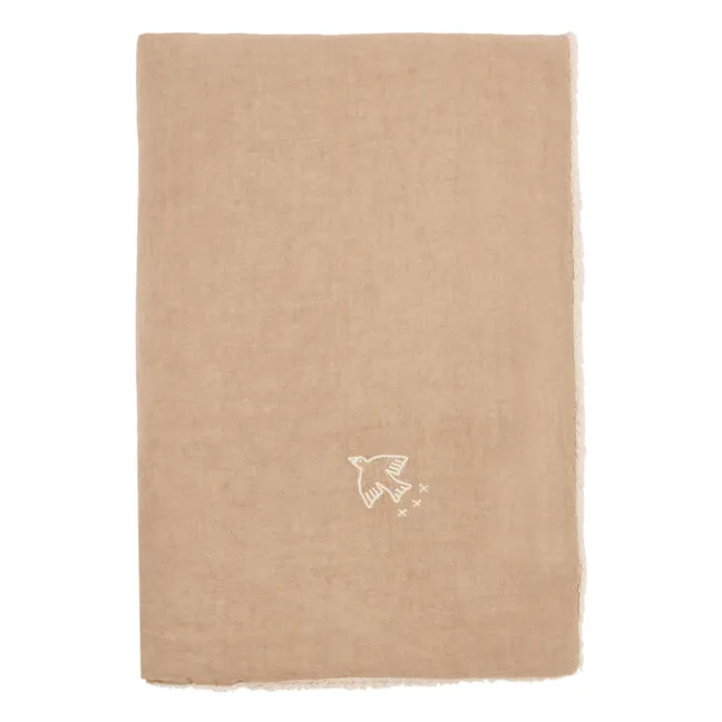 Embroidered winter blanket - French linen | Sesame