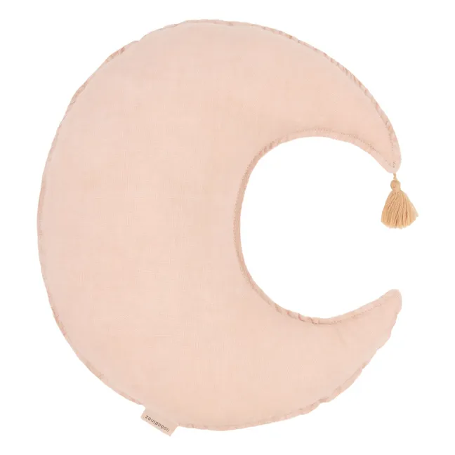 Coussin Lune - Lin Français | Rose poudré