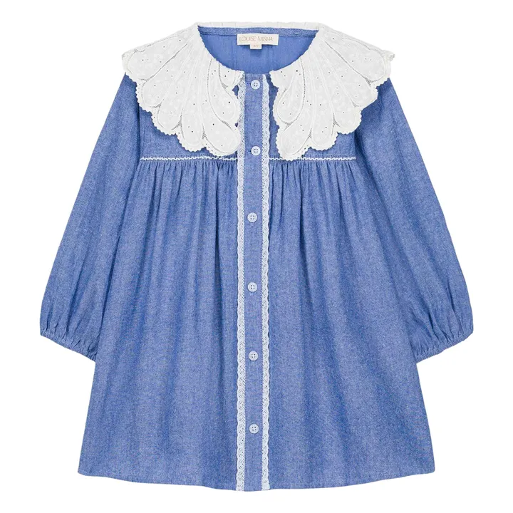 Vestido de algodón orgánico Hyacinte | Vaquero- Imagen del producto n°0