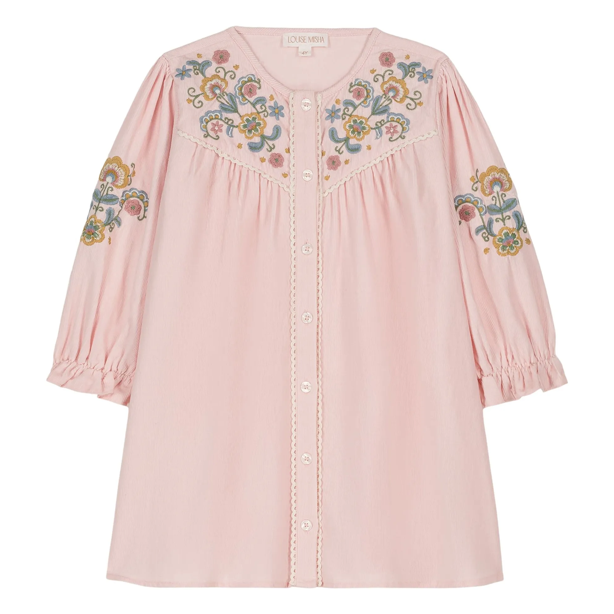 Louise Misha Pale Pink Floriane Fine Corduroy Dress