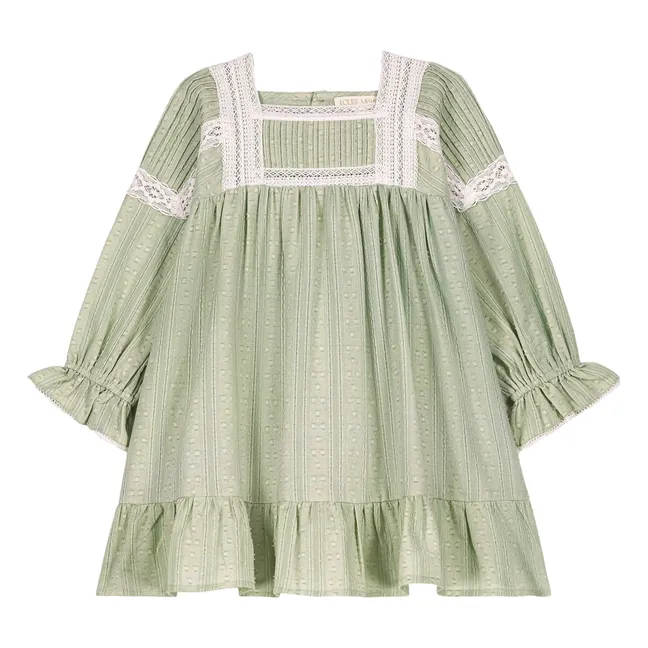 Vestido Laureline de algodón orgánico | Verde Almendra