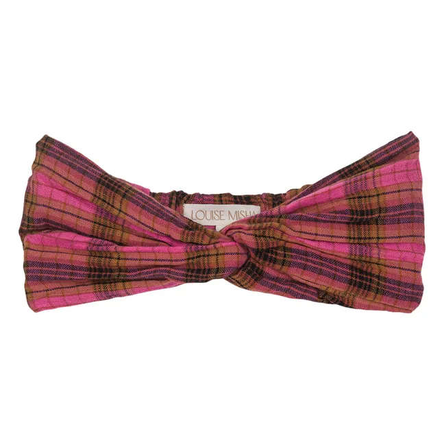 Bandeau Julie Carreaux Coton Bio | Rose fuschia