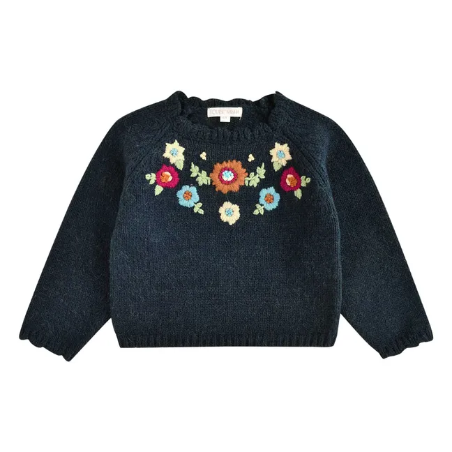 Lilianou Wool Sweater | Navy blue