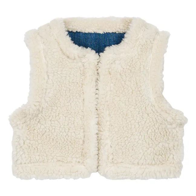 Reversible Sleeveless Fur Jacket Librana | Denim blue