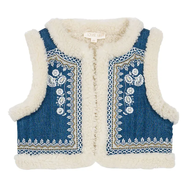 Reversible Sleeveless Fur Jacket Librana | Denim blue