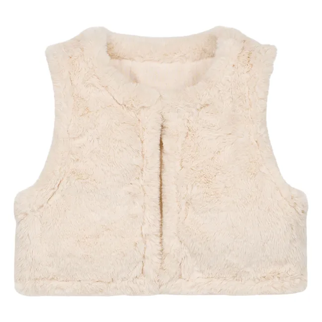 Wendbare ärmellose Jacke in Pelzoptik Librana Organic Cotton | Cremefarben
