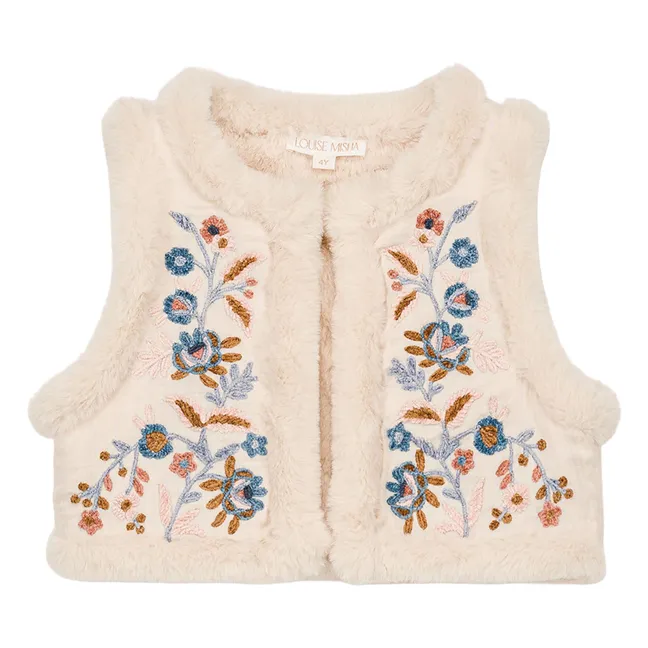 Wendbare ärmellose Jacke in Pelzoptik Librana Organic Cotton | Cremefarben
