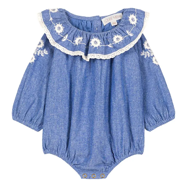 Barboteuse Ilani Chambray Coton Bio | Bleu jean