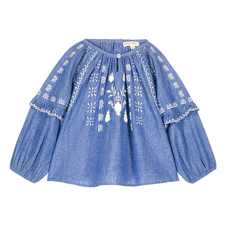 Blusa de algodón orgánico Irisa Chambray | Azul- Imagen del producto n°0