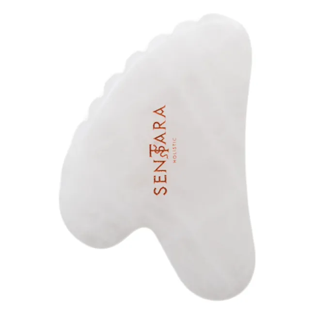 Gua Sha Cœur à dents Jade Blanc