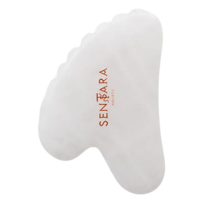 Gua Sha Corazón con dientes de jade blanco
