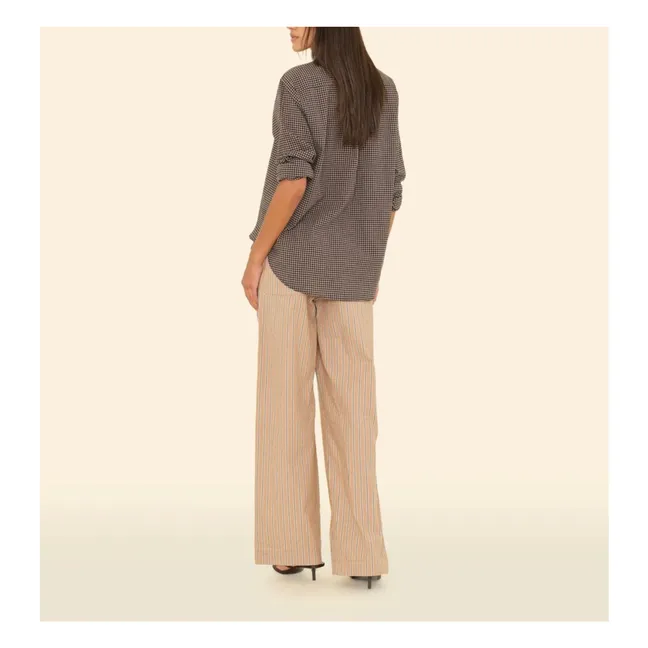 Pantalon Alto Rayé | Caramel