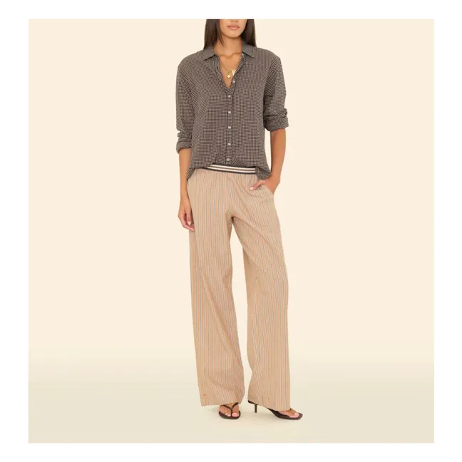 Pantalon Alto Rayé | Caramel