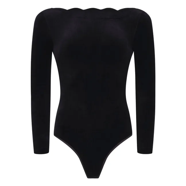 Katy Velours Body | Schwarz
