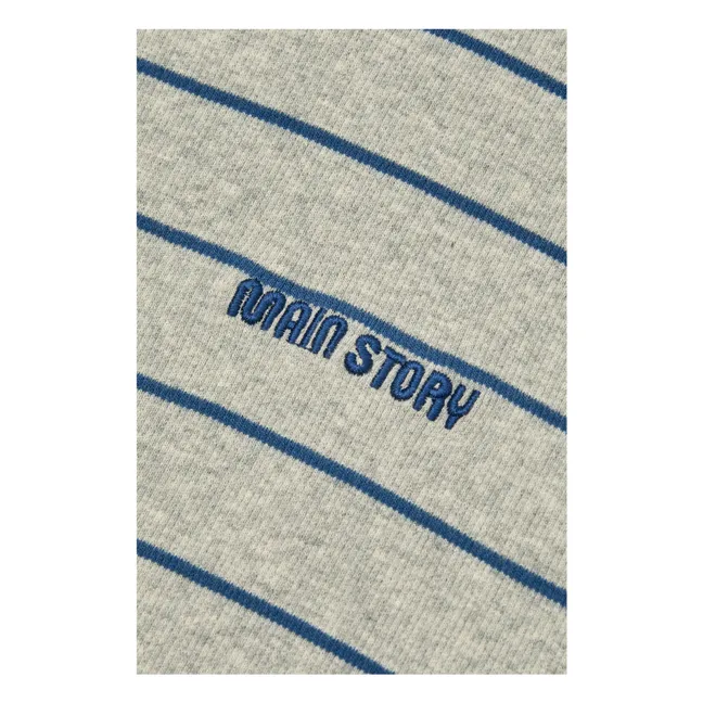 Pull Col Roulé Côtelé Rayé Coton Bio | Gris