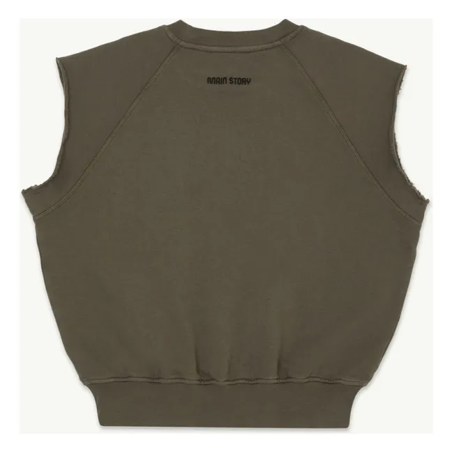 Sudadera sin mangas con logotipo de algodón orgánico | Marrón