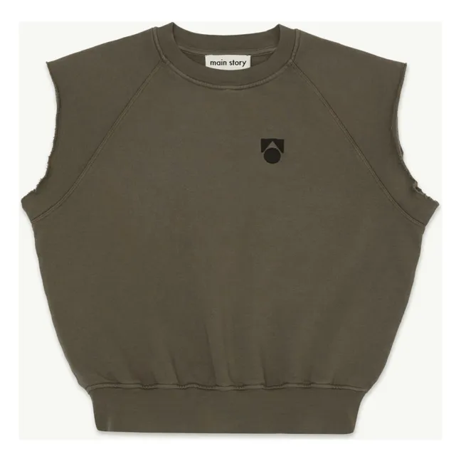 Sudadera sin mangas con logotipo de algodón orgánico | Marrón