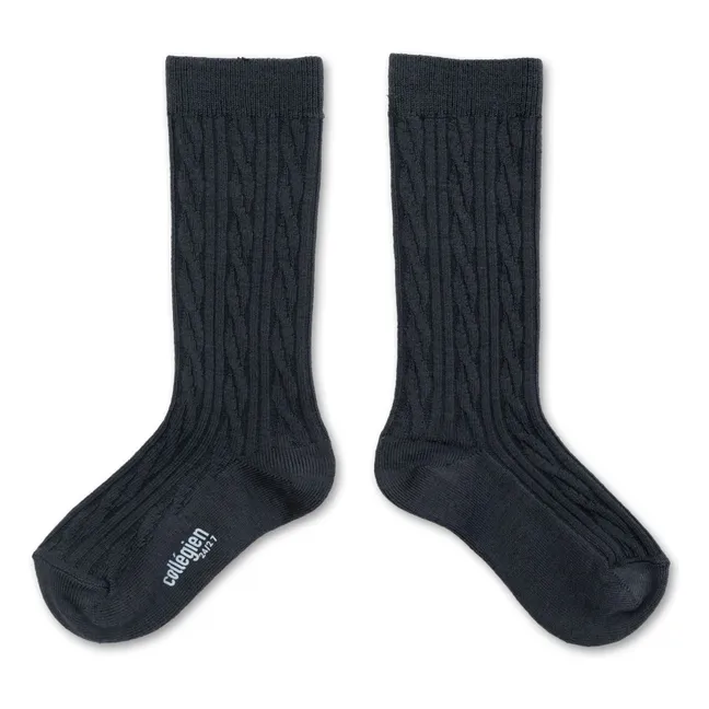 Chaussettes Hautes Alix Laine mérinos | Gris anthracite