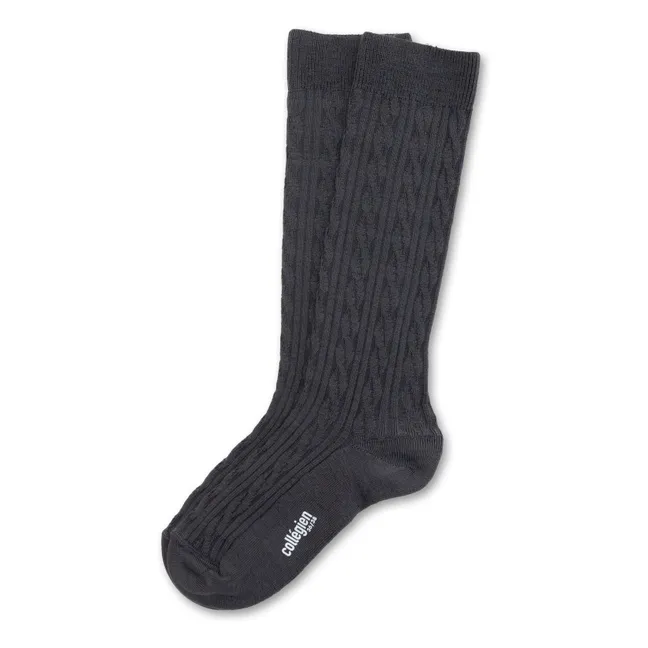 Chaussettes Hautes Alix Laine mérinos | Gris anthracite