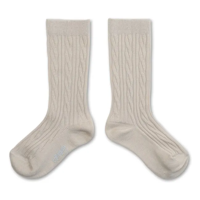 Chaussettes Hautes Alix Laine mérinos | Blanc cassé