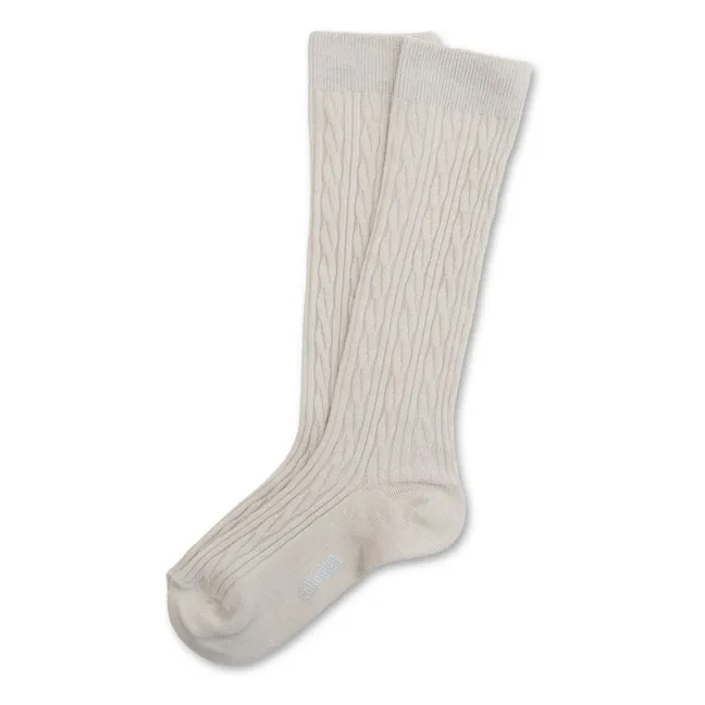Chaussettes Hautes Alix Laine mérinos | Blanc cassé