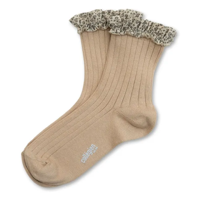 Chaussettes Léa Cœurs | Sable