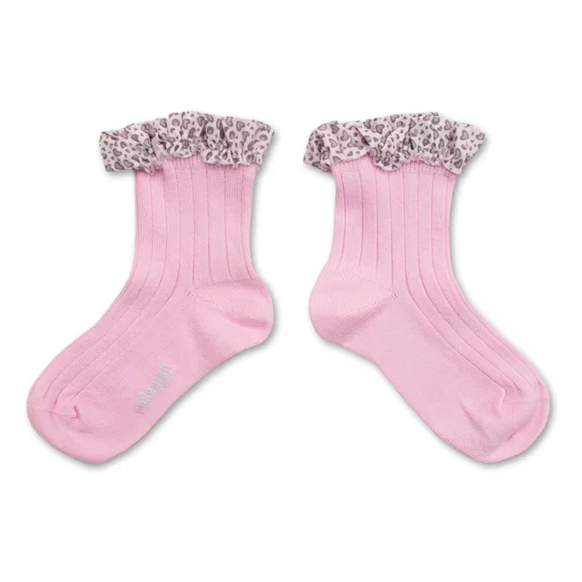 Chaussettes Léa Cœurs | Rose tendre