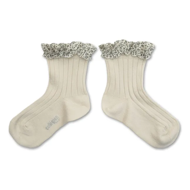 Chaussettes Léa Cœurs | Blanc cassé