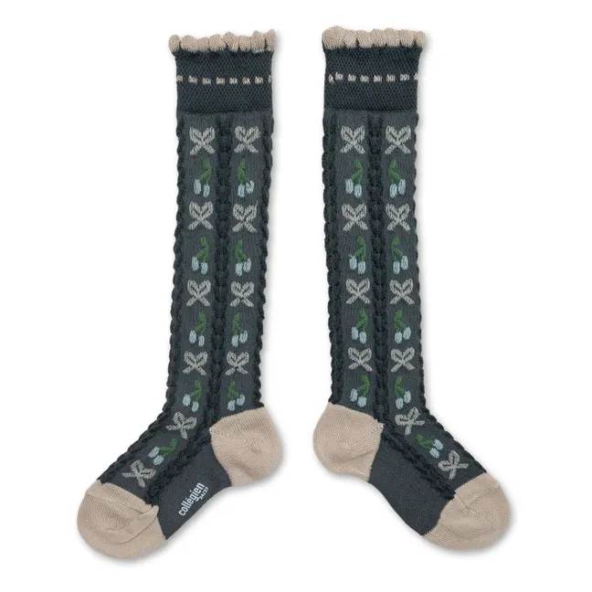 Chaussettes Cerise Nœuds | Gris anthracite
