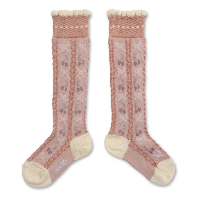 Chaussettes Cerise Nœuds | Vieux Rose