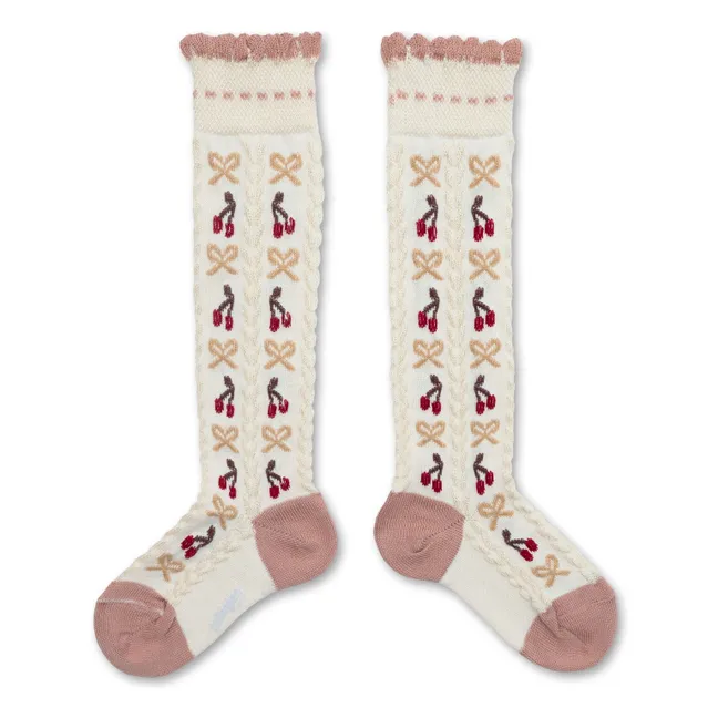 Chaussettes Cerise Nœuds | Blanc cassé