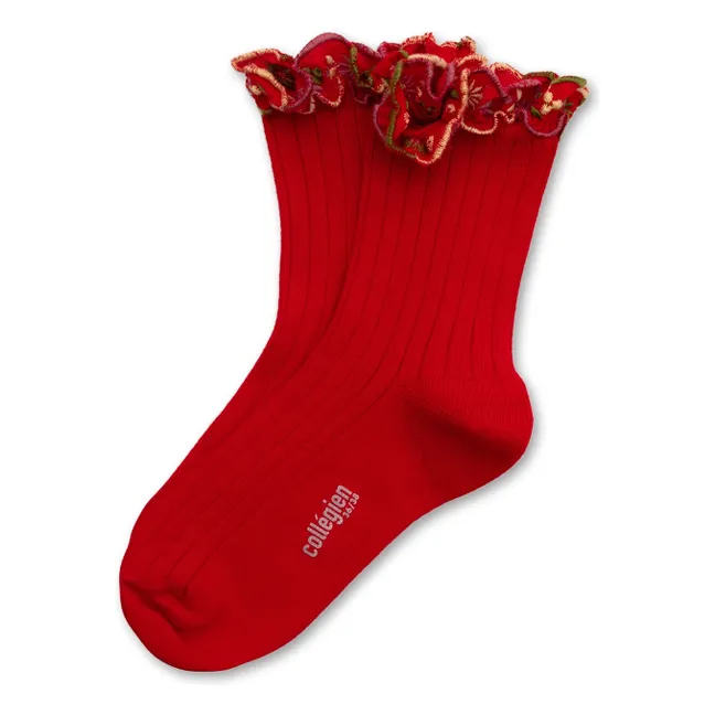 Chaussettes Anémone Fleuries | Rouge