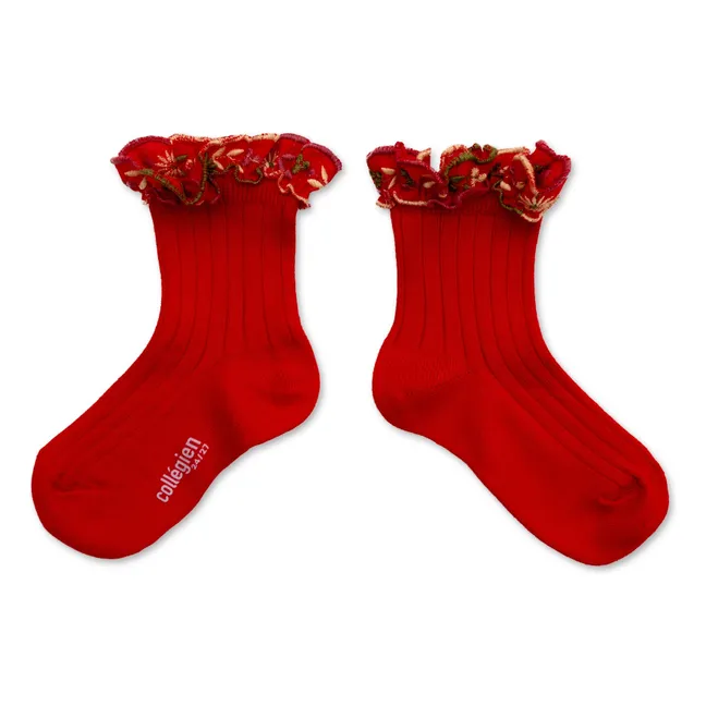 Chaussettes Anémone Fleuries | Rouge