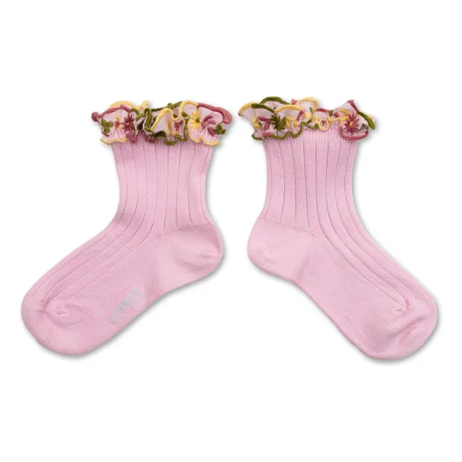 Chaussettes Anémone Fleuries | Rose tendre