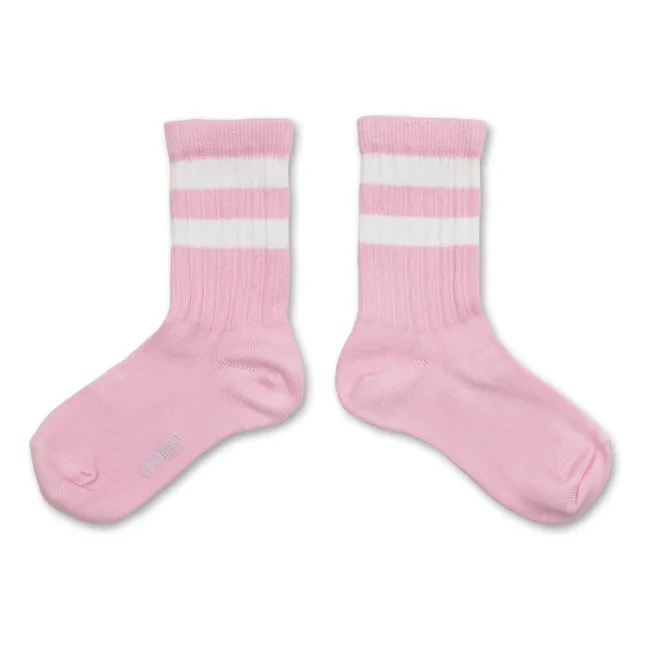 Chaussettes Nico Rayées | Rose tendre