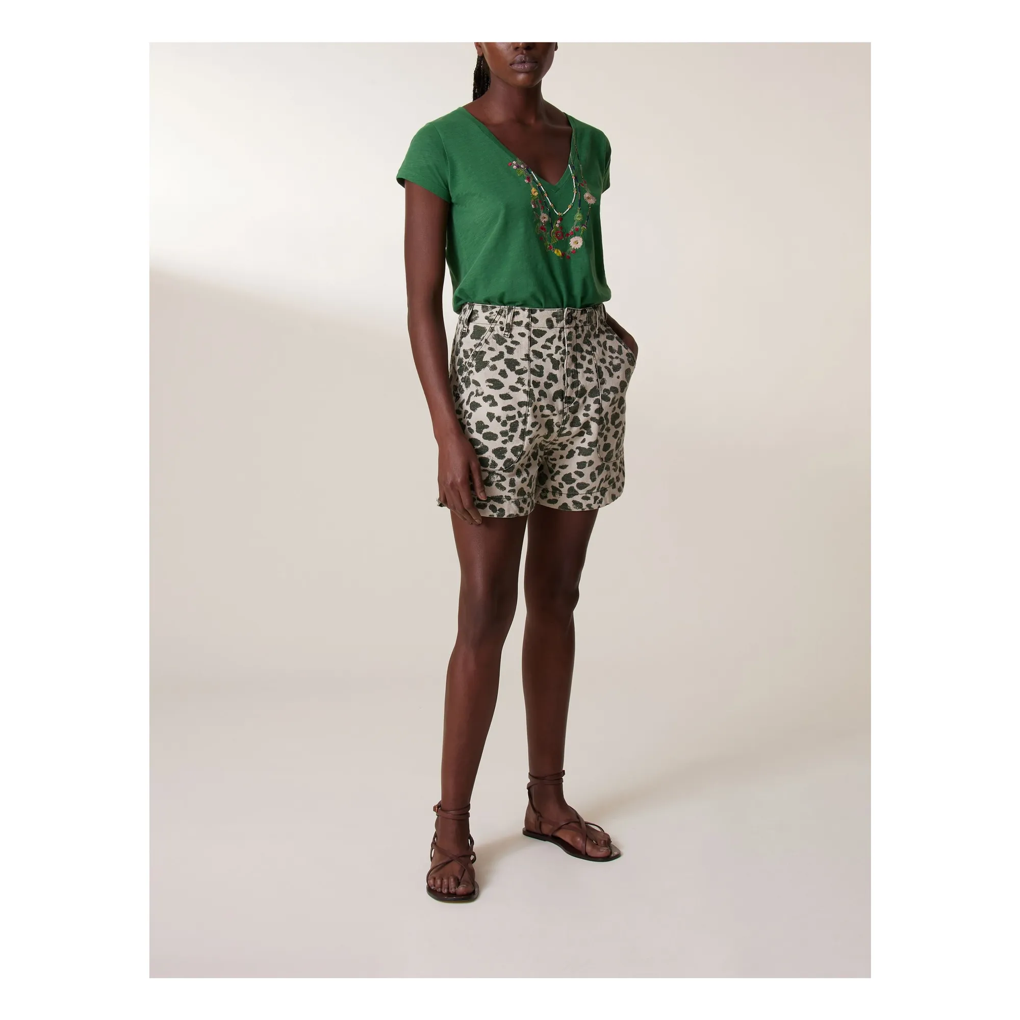 Leon & Harper Leopard Alfonsa Safar Organic Cotton Shorts
