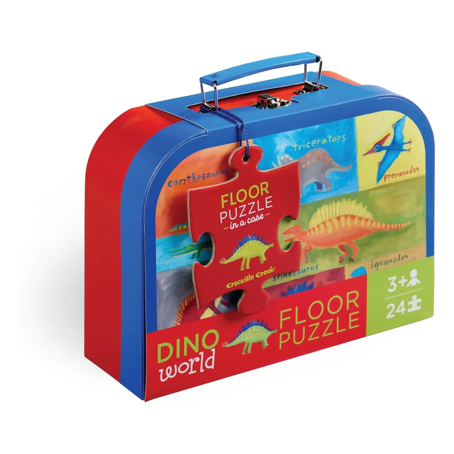 Crocodile Creek Multicoloured Dinosaur Puzzle And Case - 24 Pieces
